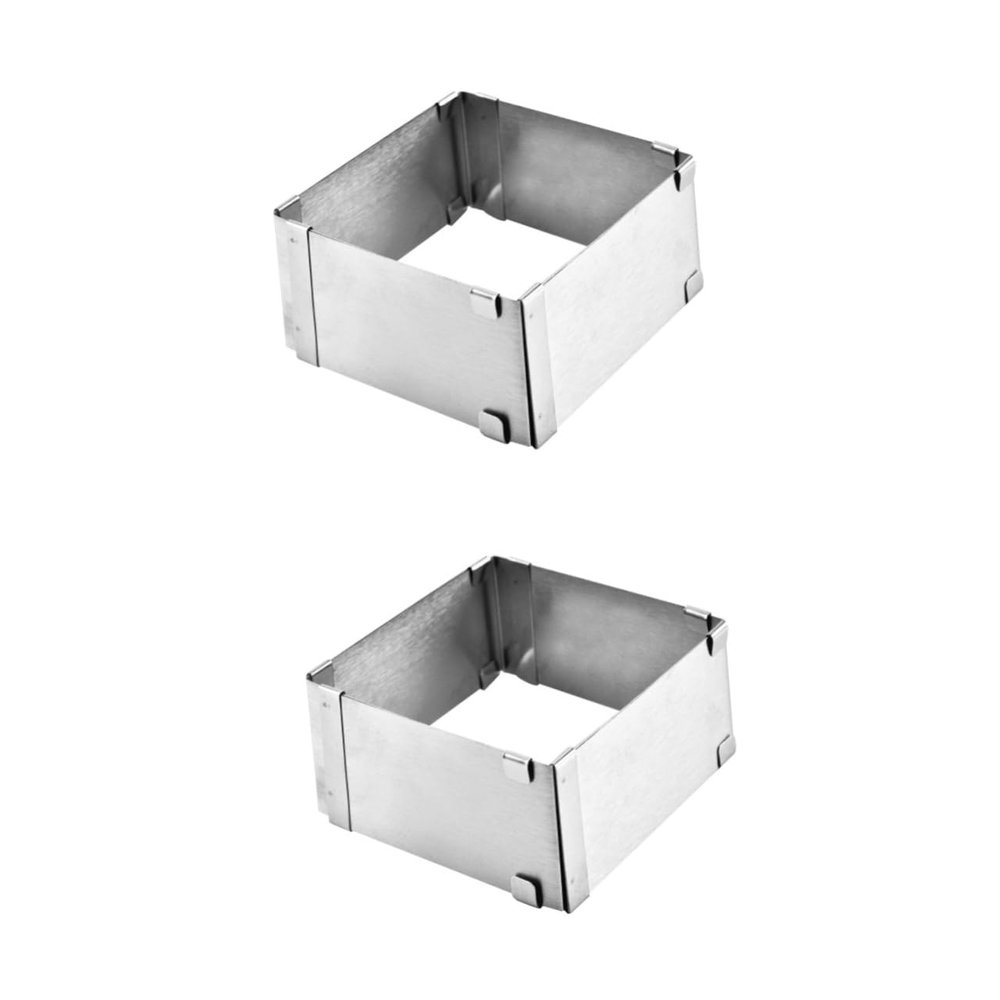 Cabilock 2pcs Stainless Steel Square Mousse Cutter Cake Puck Mold Retractable Baking Ring for Cake Decor
