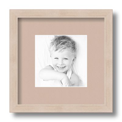 ArtToFrames 5x5 inch Clear Stain on Maple Picture Frame with 2 Inch Single Grey Beige Mat, SingleMat-0066-81784-YCLR-5x5-778