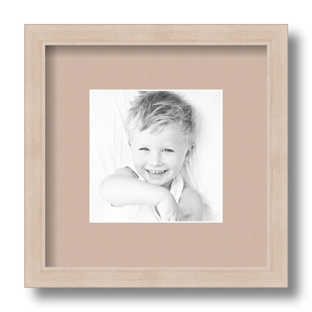 ArtToFrames 5x5 inch Clear Stain on Maple Picture Frame with 2 Inch Single Grey Beige Mat, SingleMat-0066-81784-YCLR-5x5-778