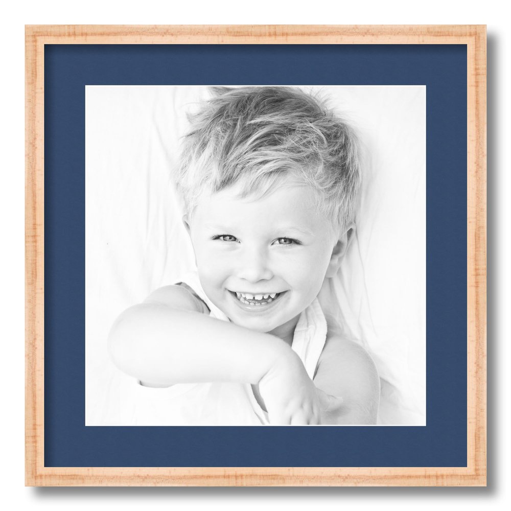 ArtToFrames 14x14 inch Hard Maple 1.5 inch tall Picture Frame with 2 Inch Single Delft Blue Mat, SingleMat-82213-410-14x14-885