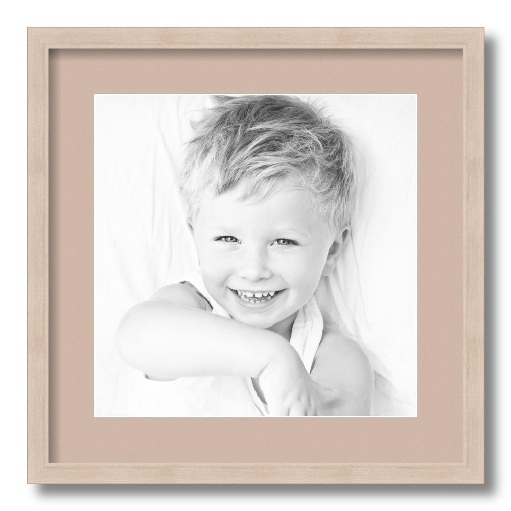ArtToFrames 12x12 inch Clear Stain on Maple Picture Frame with 2 Inch Single Grey Beige Mat, SingleMat-0066-81784-YCLR-12x12-778