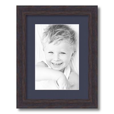 ArtToFrames 8x12 inch Black - Distressed Wood Picture Frame with 2 Inch Single Blue Jay Mat, SingleMat-82223-100-8x12-586