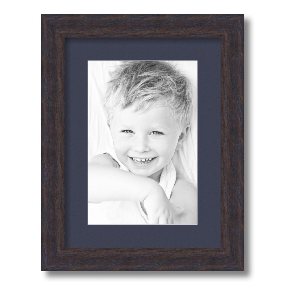 ArtToFrames 8x12 inch Black - Distressed Wood Picture Frame with 2 Inch Single Blue Jay Mat, SingleMat-82223-100-8x12-586