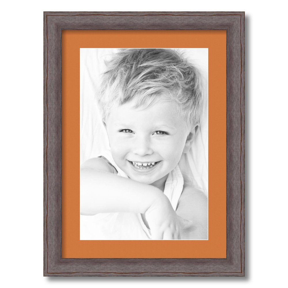 ArtToFrames 12x18 inch Grey - Distressed Wood Picture Frame with 2 Inch Single Octoberfest Mat, SingleMat-82223-101-12x18-712