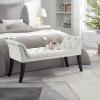 Uneeruiqy Upholstered Ottoman Bench Stool Rectangular Velvet Fabric Accent Bench for Entryway, Dining Room, Living Room and Bedroom Beige view 1