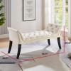 Uneeruiqy Upholstered Ottoman Bench Stool Rectangular Velvet Fabric Accent Bench for Entryway, Dining Room, Living Room and Bedroom Beige view 2