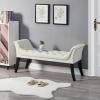 Uneeruiqy Upholstered Ottoman Bench Stool Rectangular Velvet Fabric Accent Bench for Entryway, Dining Room, Living Room and Bedroom Beige view 3