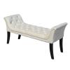 Uneeruiqy Upholstered Ottoman Bench Stool Rectangular Velvet Fabric Accent Bench for Entryway, Dining Room, Living Room and Bedroom Beige view 4