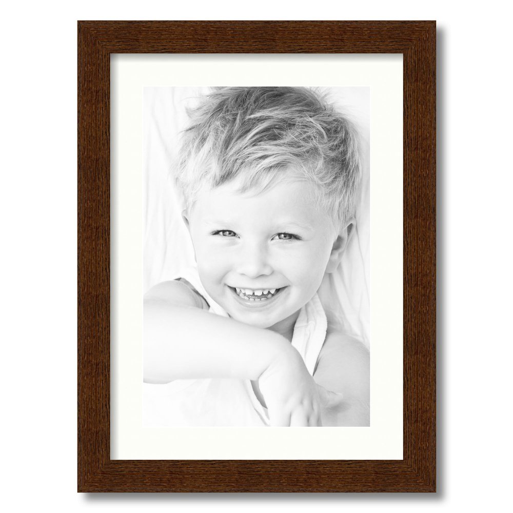 ArtToFrames 12x18 inch Brown - Distressed Wood Picture Frame with 2 Inch Single Porcelain Mat, SingleMat-82223-103-12x18-754