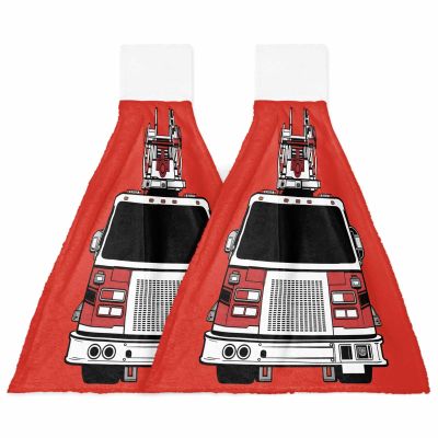 Fire Engine Truck Kitchen Hand Towels with Hanging Loops Set of 2 Super Soft Thick Oven Fingertip Dry Microfiber Dish Towel Absorbent Cleaning Washcloth for Bathroom,Kitchen Red Fire Vehicle Fire Cars