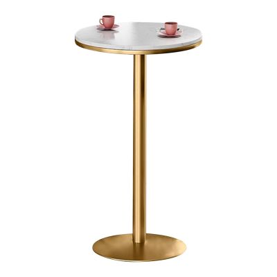 Renmlion Counter Height Coffee TableRound Marble Bar Table Metal Cocktail Table Bistro Pub Tables Tall Table Kitchen Dining Table Small Side Table End Table (Size : Height 75cm)