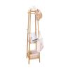 Freestanding Coat Rack Wood Coat Rack Free Standing 2-Shelves Clothing Storage Garment Organizer Stand with 8 Hooks Clothes Poles Standing Coat Shelf view 1