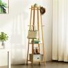 Freestanding Coat Rack Wood Coat Rack Free Standing 2-Shelves Clothing Storage Garment Organizer Stand with 8 Hooks Clothes Poles Standing Coat Shelf view 4