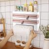 Paper Towel Holder Wall Mount, Wall Paper Towel Holder Paper Towel Dispenser Wall Mount Toilet Paper Holder for Bathroom Wall Hanging Paper Towel Holder Preservative Film Dispenser for Kitchen(B) view 2