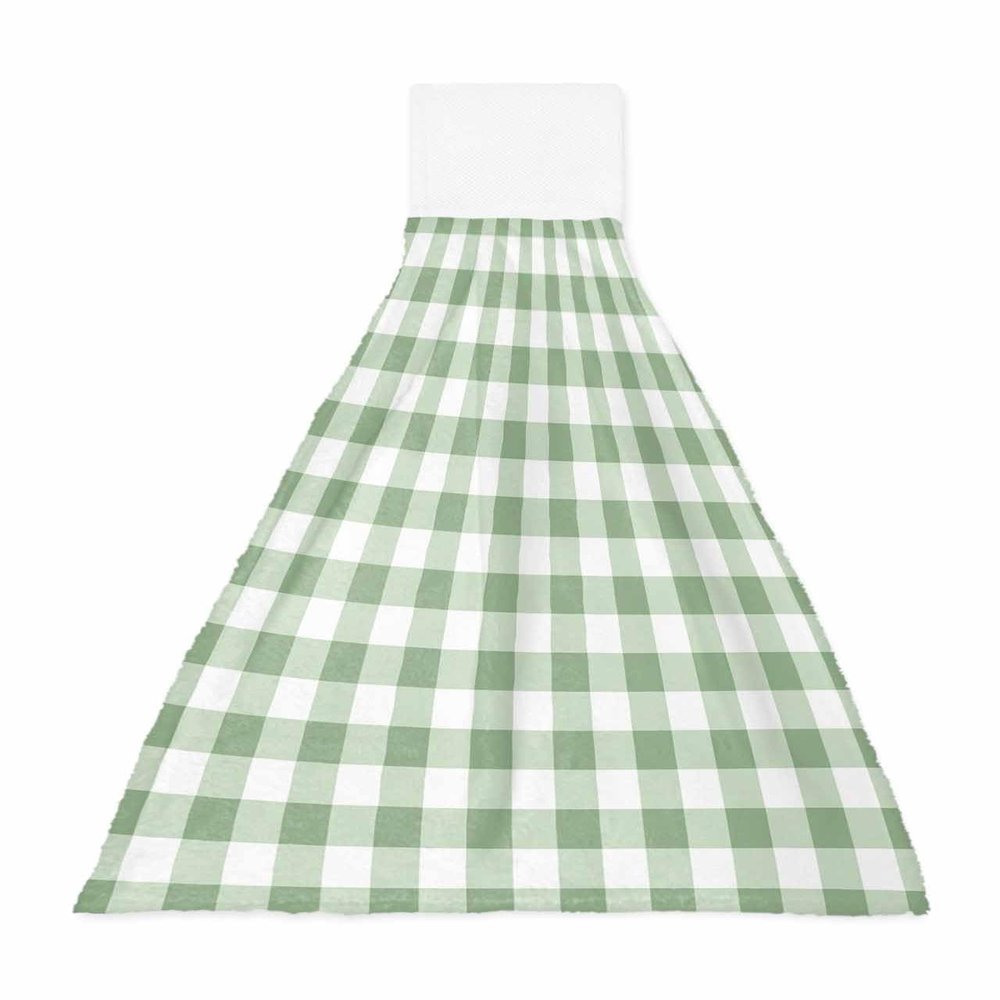 Sage Green Lattice Kitchen Hand Towels with Hanging Loops Set of 1 Super Soft Thick Oven Fingertip Dry Microfiber Dish Towel Absorbent Cleaning Washcloth,Kitchen Farmhouse Pastoral Buffalo White Check