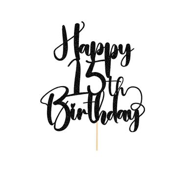 Dcokska Happy Birthday 15th Cake TopperBoys/Girls 15th Birthday,15th Anniversary Party Cake Topper Decorations/Dinner Party Decorations (15)