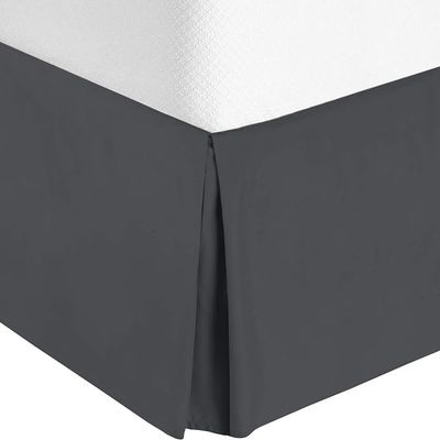 Queen Size Bed Skirt Dark Grey Box Pleated Bed Skirt with 15" Drop Length - Luxurious Pure Cotton 600 Thread Count, Split Corner Design, Lightweight, Easy Wash (60 X 80) Queen
