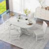 CKLMMC Retro 5-Piece Functional Dining Set, 1 Extendable Table with a 16-inch Leaf and 4 Upholstered Chairs, Compact Table Set for Dining Room and Kitchen (Antique White#Retro*X) view 2
