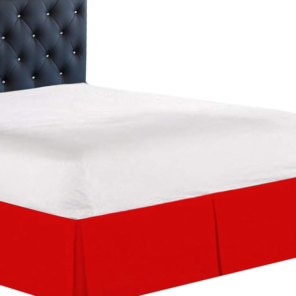 Full Size Bed Skirt Red Box Pleated Bed Skirt with 16" Drop Length - Luxurious Pure Cotton 600 Thread Count, Split Corner Design, Lightweight, Easy Wash