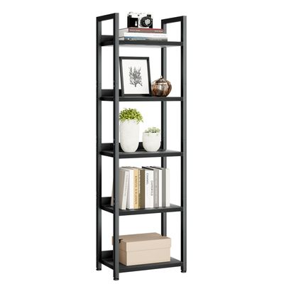 NUMENN Narrow Bookshelf, 5 Tier Bookshelves, Home Office Bookcase Shelf Storage Organizer, Free Standing Storage Shelving Unit for Bedroom, Living Room and Home Office, Black
