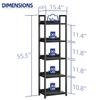 NUMENN Narrow Bookshelf, 5 Tier Bookshelves, Home Office Bookcase Shelf Storage Organizer, Free Standing Storage Shelving Unit for Bedroom, Living Room and Home Office, Black view 3
