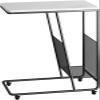 Aimery Office End Table Bedside Table Nightstand TV Tray Table, C Shape Side Table with Casters, Marble Top Laptop Table for Sofa Portable Laptop Desk (Color : C) view 1