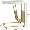 Aimery Office End Table Bedside Table Nightstand TV Tray Table, C Shape Side Table with Casters, Marble Top Laptop Table for Sofa Portable Laptop Desk (Color : C) view 3
