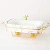 YOtat Chafing Dish Buffet Set, Ceramics Chafer with Imitation Marble Finish, Chafer and Buffet Warmer Set for Buffet Weddings, Parties, Banquets, Catering Events (White) view 1