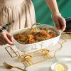 YOtat Chafing Dish Buffet Set, Ceramics Chafer with Imitation Marble Finish, Chafer and Buffet Warmer Set for Buffet Weddings, Parties, Banquets, Catering Events (White) view 3