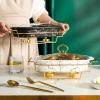 YOtat Chafing Dish Buffet Set, Ceramics Chafer with Imitation Marble Finish, Chafer and Buffet Warmer Set for Buffet Weddings, Parties, Banquets, Catering Events (White) view 4