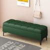 Solitar Pu Leather Ottoman Bench with Storage,Upholstered Tufted Footstool with Safety Hinge, Luxury Shoe Bench Rectangular End of Bed Bench for Bedroom, Living Room, Entryway view 1