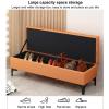 Solitar Pu Leather Ottoman Bench with Storage,Upholstered Tufted Footstool with Safety Hinge, Luxury Shoe Bench Rectangular End of Bed Bench for Bedroom, Living Room, Entryway view 4