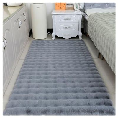 KXCR Fluffy Plush Bedside Carpet Living Faux Fur Carpets Washable Soft Bedroom Area Rug Kids Room Floor Mat Makeup Stool Cushion Decoration (Color : A, Size : 140X190cm)