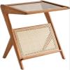 Aimery Office End Table Square Sofa Side Table, Multifunctional Coffee Table with Magazine Rack and Clear Glass Top, End Table for Lounge Office Balcony view 1
