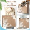 Coume 6 Pack Beach Burlap Tote Bags Bulk Large Beach Jute Tote Bag with Handles 14.2" x 12.6" x 7.5" for DIY Bridesmaid Gift(Main White) view 2