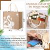 Coume 6 Pack Beach Burlap Tote Bags Bulk Large Beach Jute Tote Bag with Handles 14.2" x 12.6" x 7.5" for DIY Bridesmaid Gift(Main White) view 4
