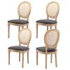 Setawix Farmhouse Dining Chairs Set of 4,Vintage Linen Fabric Upholstered Kitchen Accent Chairs,French Style Button Tufted Dining Table Chair,Solid Wood Rattan Dinner Chairs (Rattan Grey 2 Pairs) view 1