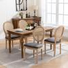 Setawix Farmhouse Dining Chairs Set of 4,Vintage Linen Fabric Upholstered Kitchen Accent Chairs,French Style Button Tufted Dining Table Chair,Solid Wood Rattan Dinner Chairs (Rattan Grey 2 Pairs) view 3