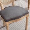 Setawix Farmhouse Dining Chairs Set of 4,Vintage Linen Fabric Upholstered Kitchen Accent Chairs,French Style Button Tufted Dining Table Chair,Solid Wood Rattan Dinner Chairs (Rattan Grey 2 Pairs) view 4