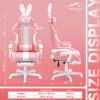 Ferghana Kawaii Pink Gaming Chair with Bunny Ears, Ergonomic Cute Gamer Chair with Footrest and Massage, Racing Reclining Home Computer Game Chair for Girls Adults Teens Kids view 3