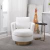 NOLLAM Swivel Accent Chairs, Modern Swivel Barrel Chair with Gold Base and Comfy Cushion, 360 Degree Swivel Armchair for Living Room, Office, Round Reading Chair Capacity 300 Lbs, White Sofa Chair view 1