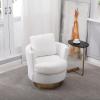 NOLLAM Swivel Accent Chairs, Modern Swivel Barrel Chair with Gold Base and Comfy Cushion, 360 Degree Swivel Armchair for Living Room, Office, Round Reading Chair Capacity 300 Lbs, White Sofa Chair view 2