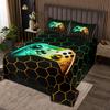 Gaming Gamepad Gamers Bedspread Twin Size,Video Games Geometric Honeycomb Bedding Set,Boys Men Room Decor,Geometric Hexagon Patchwork Quilted Coverlet,Yellow Green Bedding Quilt,1 Pillowcase view 1