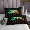 Gaming Gamepad Gamers Bedspread Twin Size,Video Games Geometric Honeycomb Bedding Set,Boys Men Room Decor,Geometric Hexagon Patchwork Quilted Coverlet,Yellow Green Bedding Quilt,1 Pillowcase view 3