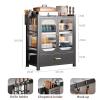 TRAGLO 4-Tier Kitchen Countertop Cutlery Storage Cabinet, Dish Drying Rack with Drawers and Drainage Board, Acrylic Cabinet Door 360 Dustproof for Storing Dishes and Seasonings, Black view 2