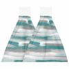 Abstract Art Kitchen Hand Towels with Hanging Loops Set of 2 Super Soft Thick Fingertip Dry Microfiber Dish Towel Absorbent Cleaning Washcloth,Kitchen Contemporary Tainted Teal Grey White Painting view 1