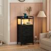 4 Drawer Nightstand and 5 Drawer Dresser with Charging Station and LED Lights view 2