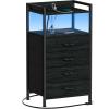 4 Drawer Nightstand and 5 Drawer Dresser with Charging Station and LED Lights view 4