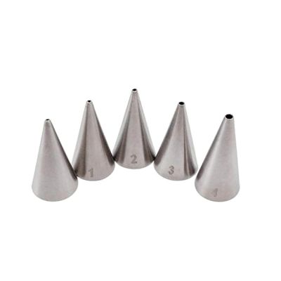 WAGLOS Cake Piping Nozzles 5 Pcs Cake Icing Nozzle #00#0#1#2#3 Piping Tips Round Stainless Steel Cake Pastry Cookie Cream Tool Piping Nozzle Unique Decoration