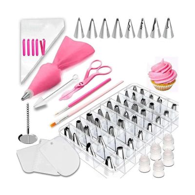 WAGLOS Cake Piping Nozzles Piping Tips 83 Pcs/set Cake Decoration Set Cake Nozzles Set Turntable Pastry Nozzles Icing Baking Tools Piping Nozzle Kit Unique decoration